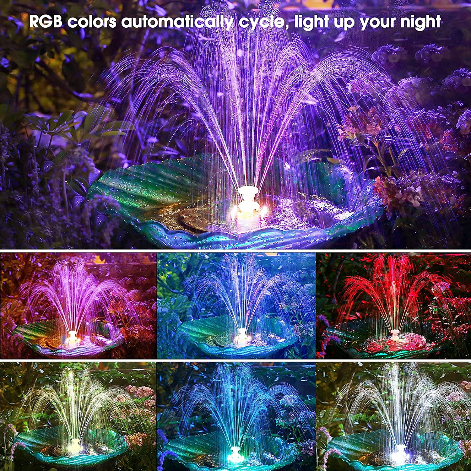 3.5w Led Solar Fountain For Birdbath,upgraded Version Of 6 Nozzles 